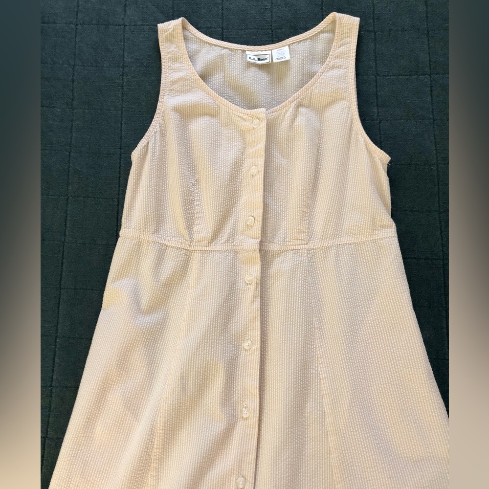 Light Yellow and Cream Horizontal Striped L.L.Bean MIDI Dress Women’s 6 Regular